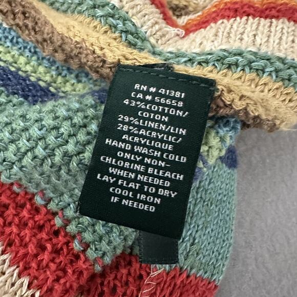 Lauren Ralph Lauren Striped Serape Southwest Western Cardigan Linen Womens Small - Picture 10 of 12